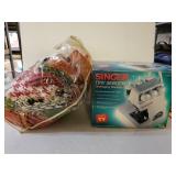 Large Lot Of Craft Fabric And Tiny Singer Sewing