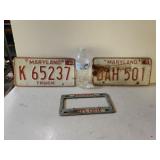 Vintage License Plates And Motorcycle Plate Cover