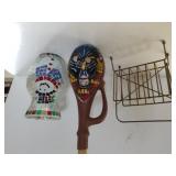 Mosaic Like Snowman Vase, Jeannie Bottle, Rack