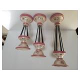 Decorative Pink Flowered Candlesticks