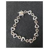 Ladies Silver Open Heart Link Bracelet - Marked