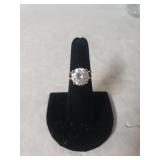 Ladies Large Clear Stone Fashion Ring - Size 5 -