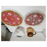 Ming Garden Vase, Oriental Plates, 2 Tone