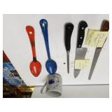 Porcelain Mug, German Knife,  Japanese Made Knife