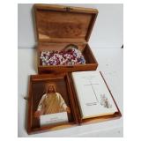 Wood Jewelry Box With Beads & Bible Box