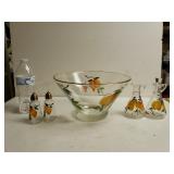 Salad Bowl, Salt And Pepper Shakers And Vinegar