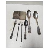 Silver like Spoons,  Pickle Forks,  Case