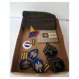 Assorted Military Patches, Hat, Pamphlet
