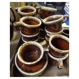 Hill Brown Dripped Cups & Saucers