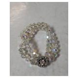 Vintage Ladies Double Strand Clear Faceted Beaded