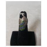 Ladies Silver Peacock Pinkie Ring (Missing A Few