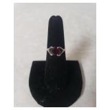 Ladies Silver Ring W/Garnet-like Stone - Size 6 -