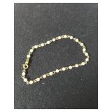 Ladies Goldtone & Pearl-like Bracelet - Marked