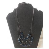 Ladies Multi-strand Dark Teal Stone Necklace