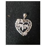 Ladies Silver "Mom" Pendant - Marked 925