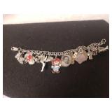 Ladies Silver Charm Bracelet W/lots Of Charms -