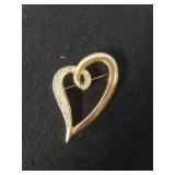 Ladies Large Gold Tone Open Heart Pin