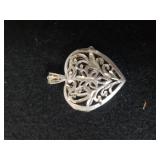Ladies Silver Heart Open Locket - Marked Sterling