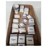 Blue & White German Made Ceramic Spice Containers