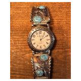 Wincci Turquoise Inlay Silver Tone Watch Stretch