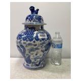 Chicken Designed Blue Canister/Urn