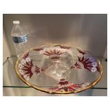 Antique Ruby Stain Red Gold Trim Depression Glass