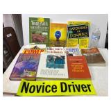 Assorted Books & Novice Driver Car Magnet