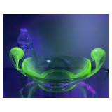 Fostoria Versailles Green Uranium Glass Scroll