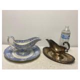 Silvertone Gravy Boat & England Plate & Graby