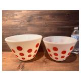 Two Vintage Red Dot Fire King Bowls (Great