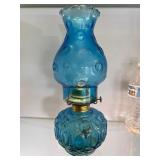 L.E. Smith Moon & Stars Cobalt Blue Oil Lamp