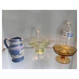 Vintage Dudson Jasper Ware Pitcher, Amber