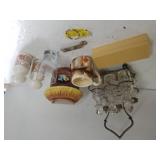 Glass Condiment  Caddy, Salt/pepper Shaker