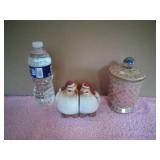 Two Piece Ceramic Christmas Lovebirds and Mosiac