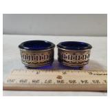 (2) Blue Glass & Sterling Salts