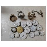 Assortment Of Pocket Watch Movements & (2) Pocket