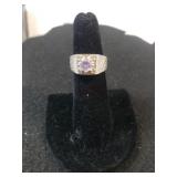 Ladies Silver Light Stone Ring - Size 5 - Marked