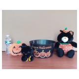 Large Halloween Plastic Serving Bowl and 3