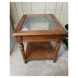 Vintage Glass Top End Table