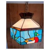 Tiffany Style Hanging Mallard Duck Lamp With Dial