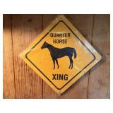 Quarter Horse Crossing Metal Sign