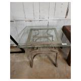 Metal And Glass Top End Table