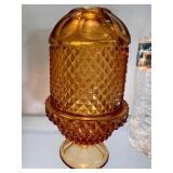 Vintage Fenton Amber Fairy Lamp