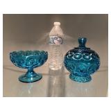 L.E. Smith Moon & Stars Cobalt Blue Covered Candy