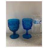 (2) Blue Glass Goblets