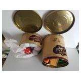 Vintage Containers With Christmas Balls & Straps