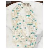 Vintage Pearl & Turquoise Multi Strand Necklace