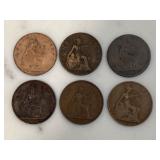 Lot of Large Pennies from 1850