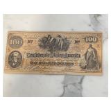 $100 Confederate Currency Richmond 1862