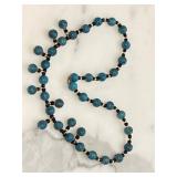 Vintage Turquoise & Black Onyx Gemstone Necklace